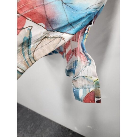 Alfred Dunner Womens Tunic Top Size 16 Multi Leaf Print Crochet 3/4 Sleeve NWT - Picture 8 of 10